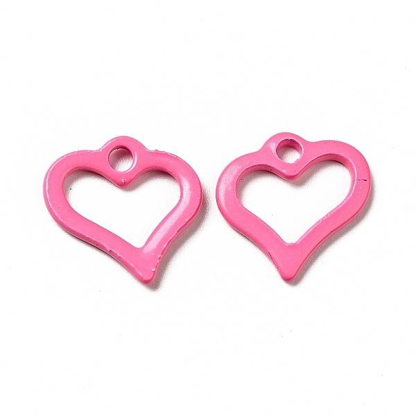 

PandaHall Spray Painted 201 Stainless Steel Charms, Heart Charm, Hot Pink, 11.5x11x1.5mm, Hole: 1.6mm 201 Stainless Steel Heart