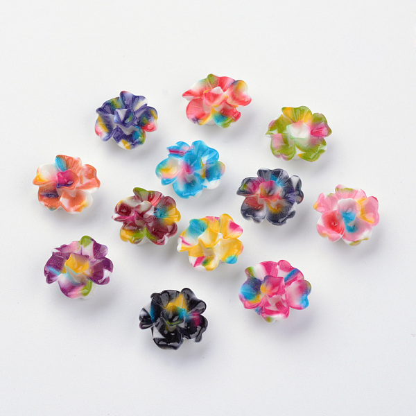 

PandaHall Spray Painted Resin Cabochons, Flower, Mixed Color, 14x13.5x6mm Resin Flower Multicolor
