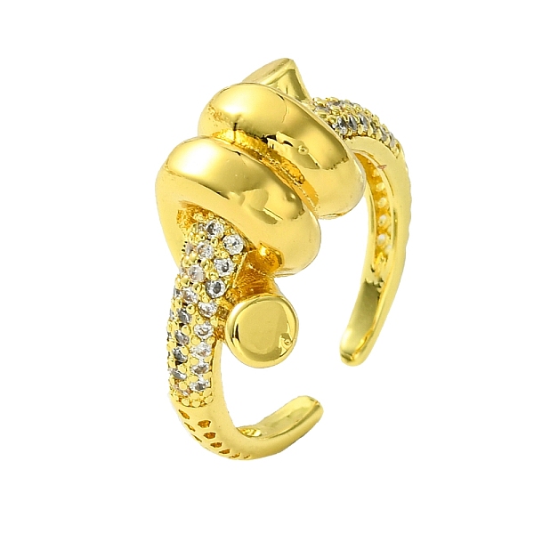 

PandaHall Brass Micro Pave Cubic Zirconia Open Cuff Ring, Spiral, Real 16K Gold Plated, Inner Diameter: 17mm Brass+Cubic Zirconia Clear