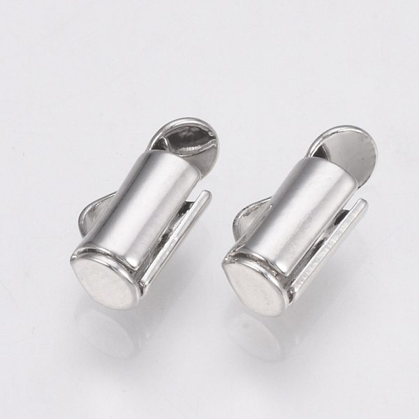 

PandaHall Brass Slide On End Clasp Tubes, Slider End Caps, Platinum, 6x8x4mm, Hole: 1x2.5mm, Inner Diameter: 3mm Brass