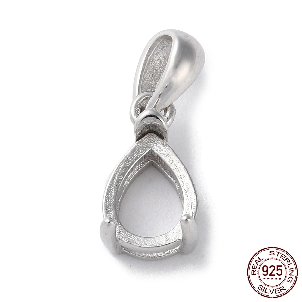 

PandaHall Rhodium Plated Rack Plating 925 Sterling Silver Pendants Cabochon Settings, Teardrop Prong Basket Setting, with 925 Stamp, Real...