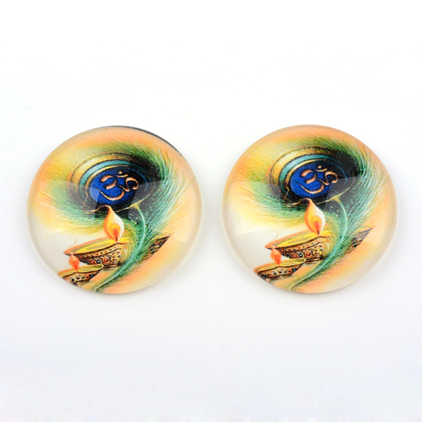 

PandaHall Yoga Theme Glass Cabochons, for DIY Projects, Half Round/Dome, PeachPuff, 25x6mm Glass Half Round Brown