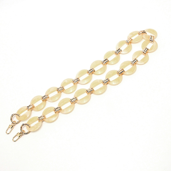 

PandaHall Acrylic Curb Chain Bag Strap, with Alloy Clasps, for Bag Replacement Accessories, Pale Goldenrod, 88cm Resin