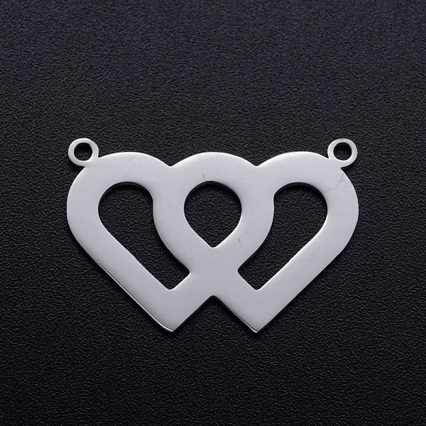 

PandaHall 201 Stainless Steel Pendants, Heart to Heart, Stainless Steel Color, 17x25x1mm, Hole: 1.4mm 201 Stainless Steel Heart