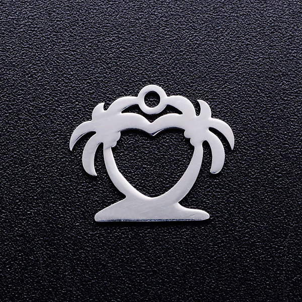 

PandaHall 201 Stainless Steel Hollow Charms, Coconut Tree, Stainless Steel Color, 12.5x15x1mm, Hole: 1.5mm 201 Stainless Steel Tree