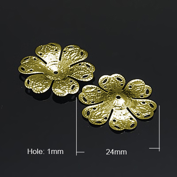 

PandaHall Iron Bead Caps, Nickel Free, Antique Bronze, 24x2mm, Hole: 1mm Iron