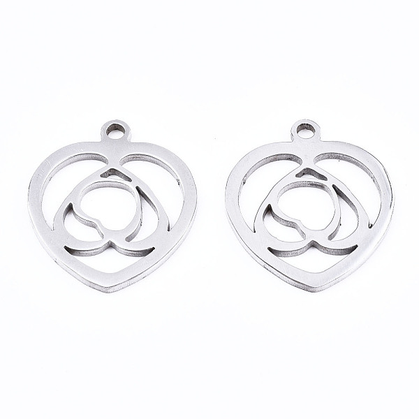 

PandaHall 201 Stainless Steel Pendants, Laser Cut, Heart, Stainless Steel Color, 17.5x15x1mm, Hole: 1.4mm 201 Stainless Steel Heart