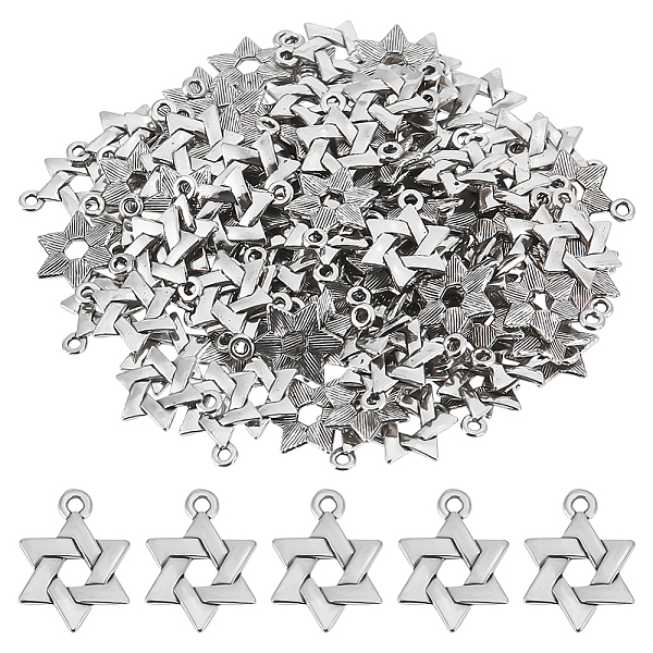 

PandaHall SUNNYCLUE 120Pcs Tibetan Style Alloy Pendants, Star of David, Antique Silver, 17x12.5x1.5mm, Hole: 1.6mm Alloy Star