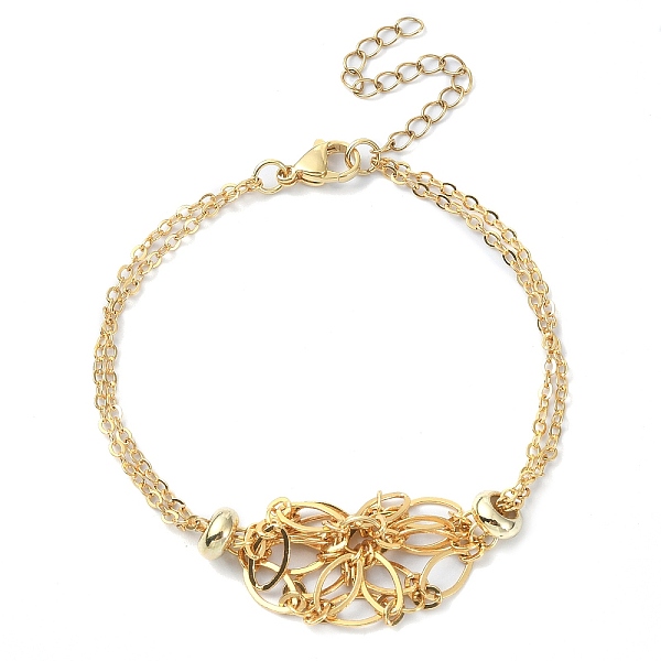 

PandaHall Brass Braided Macrame Rhombus Pouch Empty Stone Holder Bracelet Making, Double Strand Cable Chain Necklace, Real 18K Gold Plated...