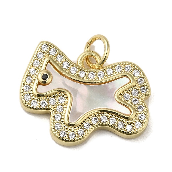 

PandaHall Brass Micro Pave Cubic Zirconia Pendants, with Shell, Horse, Real 18K Gold Plated, 15x18.5x3mm, Hole: 3.4mm Brass+Cubic..., Clear