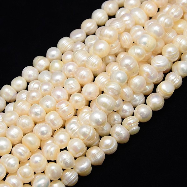 

PandaHall Natural Cultured Freshwater Pearl Beads Strands, Potato, Creamy White, 9~10mm, Hole: 0.8mm, about 44pcs/strand, 13.77 inch~14.17...