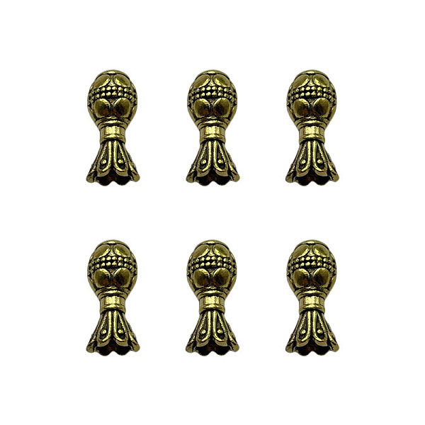 

PandaHall Tibetan Style Cord Ends, End Caps for Necklace, Bracelet Making, Antique Golden, 12x6mm, Hole: 1mm, about 684pcs/500g Alloy