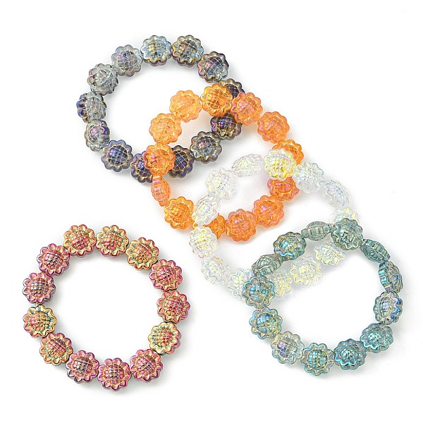 

PandaHall Bling Glass Sunflower Beaded Stretch Bracelets, Mixed Color, Inner Diameter: 2-1/4 inch(5.55cm) Glass Multicolor