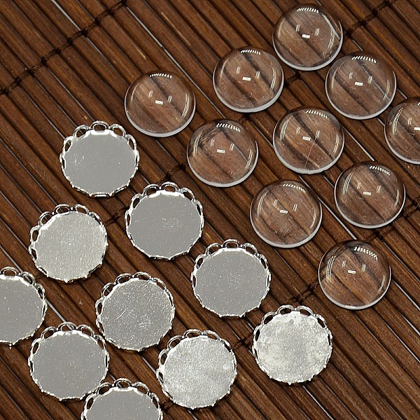 

PandaHall 9.5~10mm Clear Domed Glass Cabochon Cover for Flat Round DIY Photo Brass Cabochon Making, Cadmium Free & Nickel Free & Lead Free...