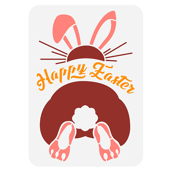 PandaHall BENECREAT 11.7x8.3inch Happy Easter Plastic Drawing Stencils, Reusable Easter Rabbit Craft Template for DIY, Scrapbooking...