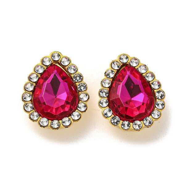 

PandaHall Acrylic Rhinetsone Cabochons, with ABS Plastic, Teardrop, Medium Violet Red, 19x15x6mm Acrylic Rhinestone Teardrop