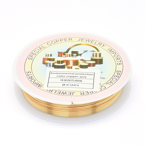 

PandaHall Eco-Friendly Round Copper Jewelry Wire, Long-Lasting Plated, 24 Gauge, 0.5mm, about 21.32 Feet(6.5m)/roll Copper Round