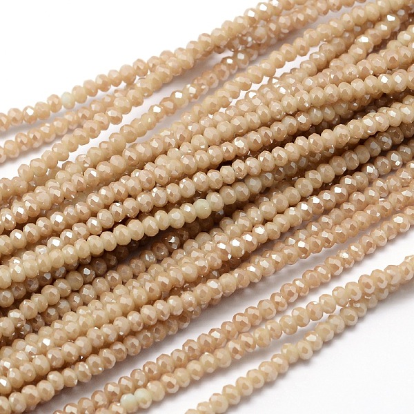

PandaHall Faceted Rondelle Full Rainbow Plated Electroplate Glass Beads Strands, Bisque, 2.8~3x2mm, Hole: 0.8mm, about 200pcs/strand, 15.1..., Orange