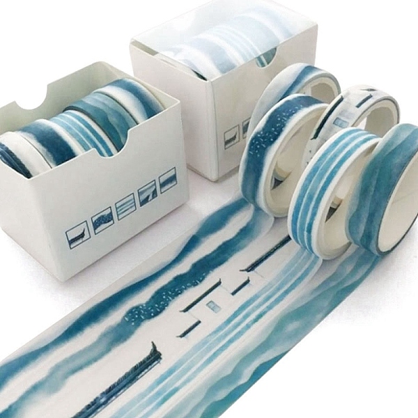 

PandaHall 5 Roll 5 style Paper Decorative Adhesive Tapes, for DIY Scrapbooking, Medium Turquoise, 10x1mm, about 3m/roll, 1 roll/style Paper...
