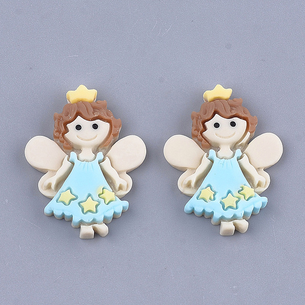 

PandaHall Resin Cabochons, Fairy, Light Blue, 31x24x5.5mm Resin Angel & Fairy