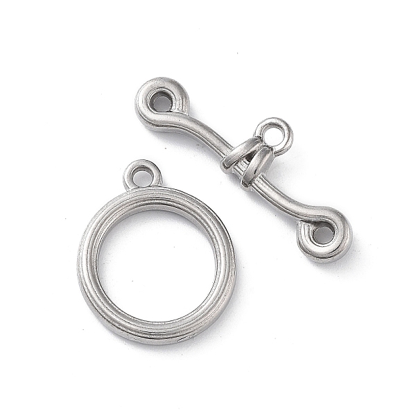 

PandaHall 304 Stainless Steel Ring Toggle Clasps, Stainless Steel Color, 17.5x14.5x2.5mm, Hole: 1.6mm, Bar: 9x24.5x3.5mm, Hole: 9mm 304...