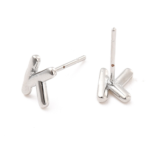 

PandaHall Brass Hollow Out Initial Letter Stud Earrings for Women, Platinum, Lead Free & Cadmium Free, Letter.K, 7x5.5x1.5mm, Pin: 0.8mm...