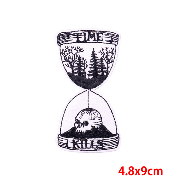 

PandaHall Computerized Embroidery Cloth Iron on/Sew on Patches, Costume Accessories, Sand Glass Pattern, 90x48mm Cloth Others White