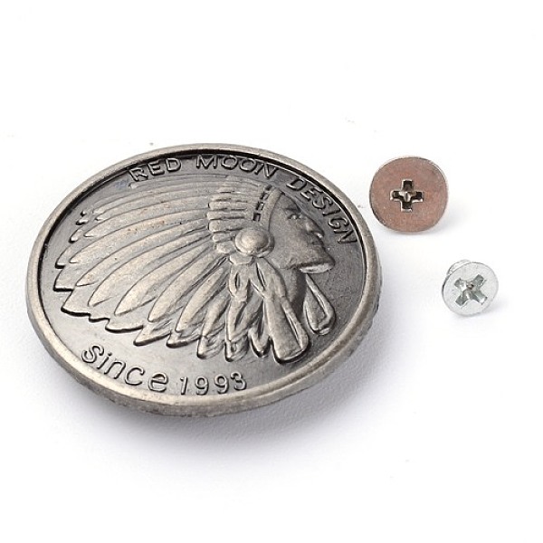 

PandaHall Alloy & Iron Craft Solid Screw Rivet, DIY Leather Craft Nail, Flat Round with Indian, Electrophoresis Black, 30x7mm, Hole: 2mm...