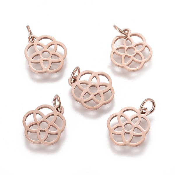

PandaHall 304 Stainless Steel Pendants, Flower, Rose Gold, 13x12x1.1mm, Hole: 3mm 304 Stainless Steel Flower