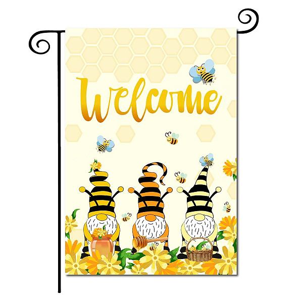 

PandaHall CREATCABIN Bee Welcome Garden Flag Summer Gnome Garden Flag Yard Decoration Burlap Decor Rustic Vertical Double Sided Seasonal for...