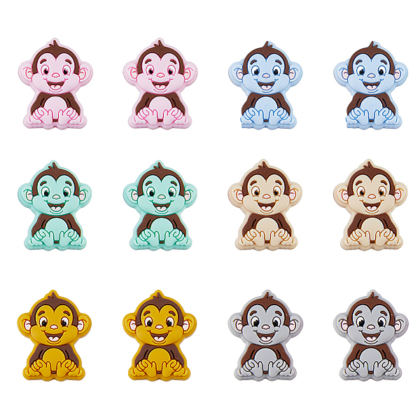 

PandaHall DICOSMETIC 12Pcs 6 Colors Monkey Silicone Focal Beads, DIY Nursing Necklaces and Bracelets Making, Chewing Pendants For Teethers..., Multicolor