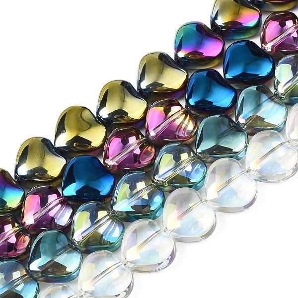 

PandaHall Electroplate Glass Beads Strands, Heart, Mixed Color, 9~10x10x5.5mm, Hole: 0.8mm, about 70~71pcs/strand, 25.20 inch~ 26.38 inch..., Multicolor