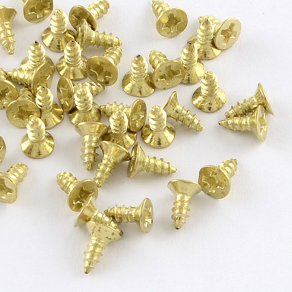 

PandaHall Iron Screws Findings, Golden, 5x4mm, pin: 2mm, about 4800pcs/500g Iron