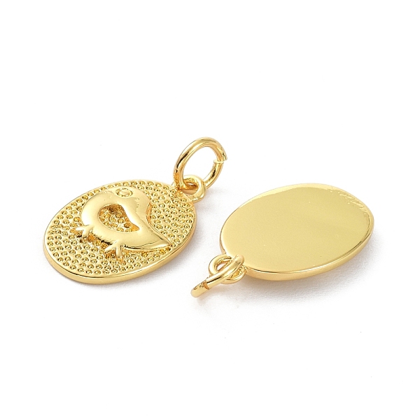 

PandaHall Brass Pendants, with Jump Ring, Long-Lasting Plated, Oval with Brid, Real 18K Gold Plated, 16x10x2mm, Hole: 3mm Brass Oval