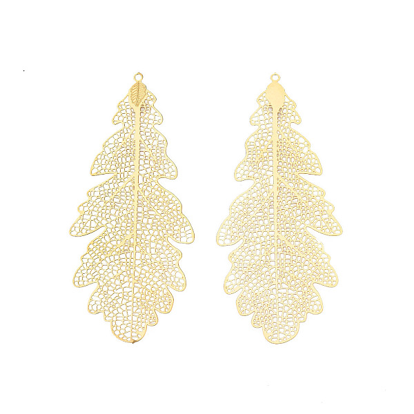 

PandaHall 304 Stainless Steel Big Pendants, Etched Metal Embellishments, Leaf, Real 18K Gold Plated, 67x28.5x0.3mm, Hole: 1.2mm 304...