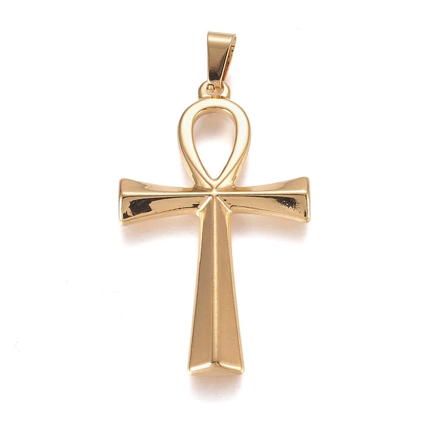 

PandaHall 304 Stainless Steel Pendants, Ankh Cross, Golden, 44.5x25.5x2.5mm, Hole: 7.5x3.5mm 304 Stainless Steel Cross