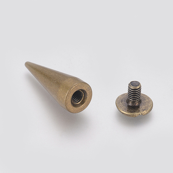 

PandaHall Brass Rivets, Rivets, For Punk Jewelry, Cone, Antique Bronze, 21x7mm Brass Cone