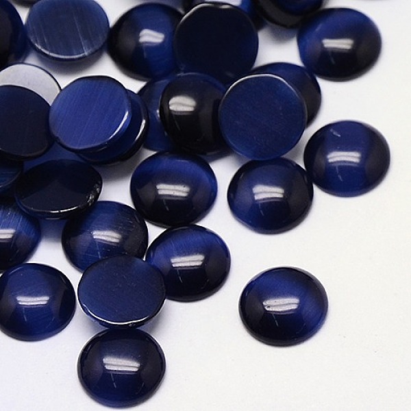 

PandaHall Cat Eye Cabochons, Half Round, Midnight Blue, 12x3mm Glass Half Round Blue