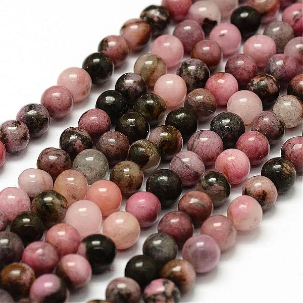

PandaHall Natural Rhodonite Beads Strands, Round, 8mm, Hole: 1mm, about 47pcs/strand, 15.3 inch Rhodonite Round Red