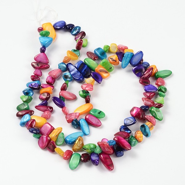 

PandaHall Natural Freshwater Shell Beads Strands, Dyed, Chips, Colorful, 7-15mm, about 32 inch/strand Freshwater Shell Chip