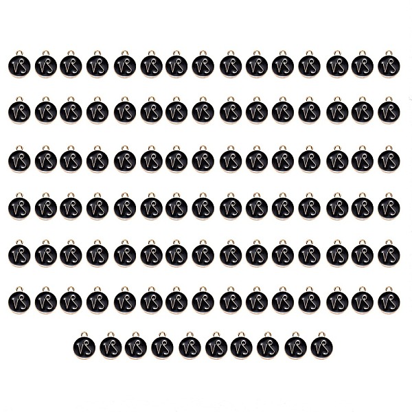 

PandaHall Alloy Enamel Pendants, Flat Round with Constellation, Light Gold, Black, Capricorn, 15x12x2mm, Hole: 1.5mm, 100pcs/Box...