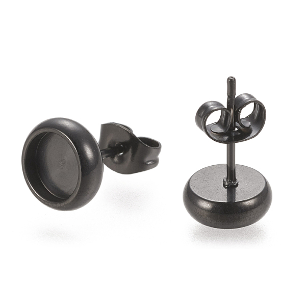 

PandaHall 304 Stainless Steel Stud Earring Settings, with Ear Nuts, Flat Round, Electrophoresis Black, 8.5mm, Pin: 0.8mm, Tray: 6mm 304...