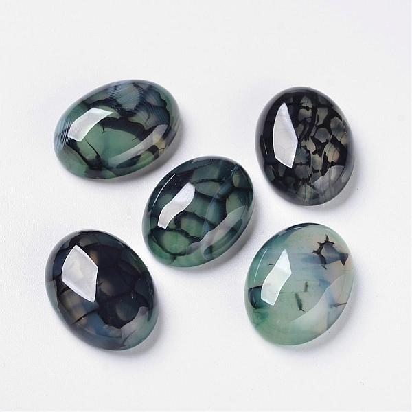 

PandaHall Natural Dragon Veins Cabochons, Flat Back, Oval, Dyed, Dark Cyan, 20x14.5x6mm Natural Agate Oval Cyan