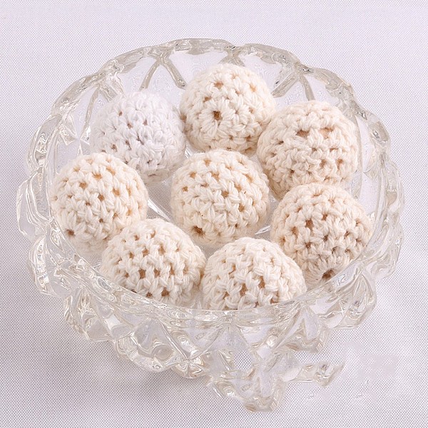 

PandaHall Handmade Woolen Macrame Wooden Pom Pom Ball Beads, for Baby Teether Jewelry Beads DIY Necklace Bracelet, Seashell Color, 20mm...