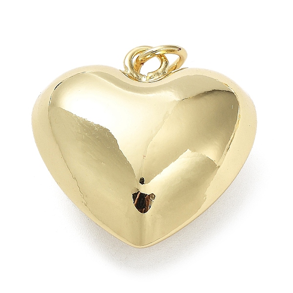 

PandaHall Eco-Friendly Brass Pendants, Cadmium Free & Lead Free, with Jump Ring, Heart Charm, Real 18K Gold Plated, 26.5x25x13mm Brass Heart