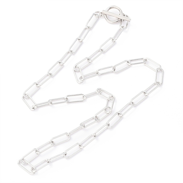 

PandaHall 304 Stainless Steel Paperclip Chain Necklaces, with Toggle Clasps, Stainless Steel Color, 20.15 inch(51.2cm), 5.5mm 304 Stainless...
