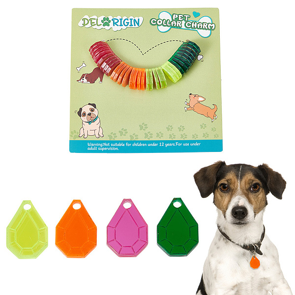 

PandaHall 32Pcs 4 Colors Transparent Blank Acrylic Pet Dog ID Tag, for Puppy Collar Charms, Teardrop, Mixed Color, 17.5x12.5x3mm, Hole: 3mm..., Multicolor