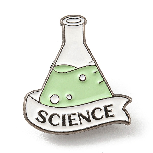 

PandaHall Flask Enamel Pins, Science Lab Themed Alloy Badge, Golden, Light Green, 27.5x25x2mm Alloy+Enamel Bottle
