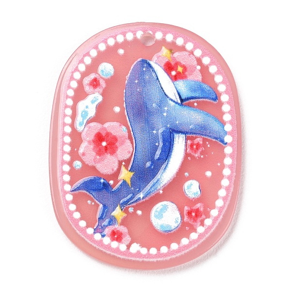 

PandaHall Acrylic Pendants, Oval with Ocean Theme Pattern, Salmon, 39.5x30.5x2mm, Hole: 2mm Acrylic Oval Red