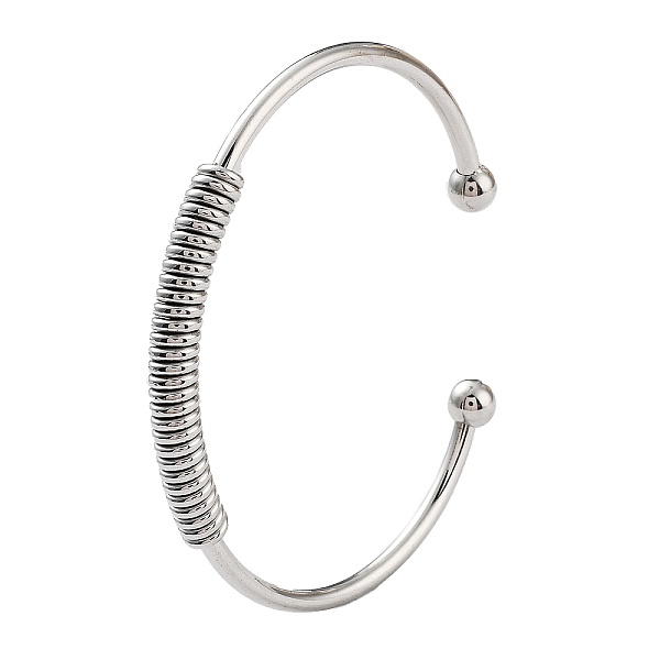 

PandaHall 304 Stainless Steel Cuff Bangles for Women, with 201 Stainless Steel Beads, Spring Pattern, Stainless Steel Color, 0.25~0.55cm...